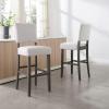 Leick Home 10087-BBHG Upholstered Back Bar Height Stool with Wood Base, Set of 2, for Elevated Kitchen Counters, High Top Tables, and Bars, Blackbean and Heather Gray(Heather Gray)