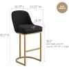 Leick Home 10087-BBHG Upholstered Back Bar Height Stool with Wood Base, Set of 2, for Elevated Kitchen Counters, High Top Tables, and Bars, Blackbean and Heather Gray(Black)