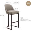 Leick Home 10087-BBHG Upholstered Back Bar Height Stool with Wood Base, Set of 2, for Elevated Kitchen Counters, High Top Tables, and Bars, Blackbean and Heather Gray(Gray Linen / Espresso)