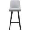 Leick Home 10087-BBHG Upholstered Back Bar Height Stool with Wood Base, Set of 2, for Elevated Kitchen Counters, High Top Tables, and Bars, Blackbean and Heather Gray(Gray Linen / Matte Black)