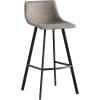 Leick Home 10087-BBHG Upholstered Back Bar Height Stool with Wood Base, Set of 2, for Elevated Kitchen Counters, High Top Tables, and Bars, Blackbean and Heather Gray(Dapple Gray)