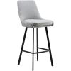 Leick Home 10087-BBHG Upholstered Back Bar Height Stool with Wood Base, Set of 2, for Elevated Kitchen Counters, High Top Tables, and Bars, Blackbean and Heather Gray(Gray Linen / Matte Black)