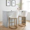 Leick Home 10087-BBHG Upholstered Back Bar Height Stool with Wood Base, Set of 2, for Elevated Kitchen Counters, High Top Tables, and Bars, Blackbean and Heather Gray(White)