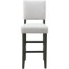 Leick Home 10087-BBHG Upholstered Back Bar Height Stool with Wood Base, Set of 2, for Elevated Kitchen Counters, High Top Tables, and Bars, Blackbean and Heather Gray(Heather Gray)