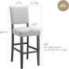 Leick Home 10087-BBHG Upholstered Back Bar Height Stool with Wood Base, Set of 2, for Elevated Kitchen Counters, High Top Tables, and Bars, Blackbean and Heather Gray(Heather Gray)
