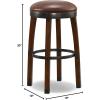 Leick Home 10087-BBHG Upholstered Back Bar Height Stool with Wood Base, Set of 2, for Elevated Kitchen Counters, High Top Tables, and Bars, Blackbean and Heather Gray(Sable)