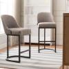 Leick Home 10087-BBHG Upholstered Back Bar Height Stool with Wood Base, Set of 2, for Elevated Kitchen Counters, High Top Tables, and Bars, Blackbean and Heather Gray(Gray Linen / Espresso)