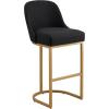 Leick Home 10087-BBHG Upholstered Back Bar Height Stool with Wood Base, Set of 2, for Elevated Kitchen Counters, High Top Tables, and Bars, Blackbean and Heather Gray(Black)