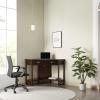Leick Home 10115BL Apostrophe Office Desk Chair with Black Caster Base, Black Linen(Black Linen)