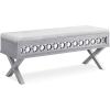 Leick Home 10142-SV Mirrored Diamond Filigree X Base Lift Top Bench with Storage for Bedroom or Foyer, Silver Leaf
