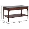 Leick Home 10504 Laurent Two Drawer Coffee Table with Shelf, Chocolate Cherry(Chestnut / Black)