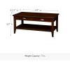 Leick Home 10504 Laurent Two Drawer Coffee Table with Shelf, Chocolate Cherry(Chocolate Cherry / Pewter)