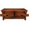 Leick Home 10504 Laurent Two Drawer Coffee Table with Shelf, Chocolate Cherry(Medium Oak / Blackened)