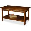 Leick Home 10504 Laurent Two Drawer Coffee Table with Shelf, Chocolate Cherry(Rustic Oak)