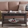 Leick Home 10504 Laurent Two Drawer Coffee Table with Shelf, Chocolate Cherry(Smoke Gray / Black Slate)