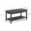 Leick Home 10504 Laurent Two Drawer Coffee Table with Shelf, Chocolate Cherry(Smoke Gray / Black Slate)