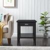 Leick Home 11407 Empiria One Drawer Side Table, Walnut and Foundry Bronze(Black)
