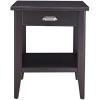 Leick Home 11407 Empiria One Drawer Side Table, Walnut and Foundry Bronze(Black)