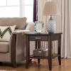 Leick Home 11407 Empiria One Drawer Side Table, Walnut and Foundry Bronze(Chocolate Cherry)