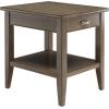 Leick Home 11407 Empiria One Drawer Side Table, Walnut and Foundry Bronze(Gray / Pewter)