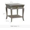 Leick Home 11407 Empiria One Drawer Side Table, Walnut and Foundry Bronze(Grey)