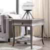 Leick Home 11407 Empiria One Drawer Side Table, Walnut and Foundry Bronze(Grey)