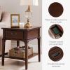 Leick Home 11407 Empiria One Drawer Side Table, Walnut and Foundry Bronze(Heartwood Cherry)