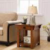 Leick Home 11407 Empiria One Drawer Side Table, Walnut and Foundry Bronze(Medium Oak)
