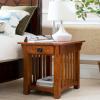 Leick Home 11407 Empiria One Drawer Side Table, Walnut and Foundry Bronze(Medium Oak)
