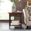 Leick Home 11407 Empiria One Drawer Side Table, Walnut and Foundry Bronze(Mission Oak)