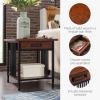 Leick Home 11407 Empiria One Drawer Side Table, Walnut and Foundry Bronze(Mission Oak)