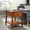 Leick Home 11407 Empiria One Drawer Side Table, Walnut and Foundry Bronze(Russet)