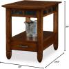 Leick Home 11407 Empiria One Drawer Side Table, Walnut and Foundry Bronze(Rustic Oak)