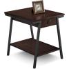 Leick Home 11407 Empiria One Drawer Side Table, Walnut and Foundry Bronze(Walnut)