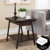Leick Home 11407 Empiria One Drawer Side Table, Walnut and Foundry Bronze(Walnut)