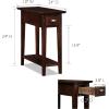 Leick Home 15-In Wide End Table, Solid Wood Construction, One Drawer, One Lower Shelf, Narrow Width, Easy-Assembly, Chocolate Oak, 15.0 In. W x 24.0 In. D x 24.0 In. H, 10071-CH(Chocolate Oak)