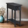 Leick Home 15-In Wide End Table, Solid Wood Construction, One Drawer, One Lower Shelf, Narrow Width, Easy-Assembly, Chocolate Oak, 15.0 In. W x 24.0 In. D x 24.0 In. H, 10071-CH(Swan Black)