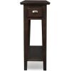 Leick Home 15-In Wide End Table, Solid Wood Construction, One Drawer, One Lower Shelf, Narrow Width, Easy-Assembly, Chocolate Oak, 15.0 In. W x 24.0 In. D x 24.0 In. H, 10071-CH(Chocolate Oak)