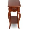 Leick Home 15-In Wide End Table, Solid Wood Construction, One Drawer, One Lower Shelf, Narrow Width, Easy-Assembly, Chocolate Oak, 15.0 In. W x 24.0 In. D x 24.0 In. H, 10071-CH(Brown Cherry)