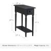 Leick Home 15-In Wide End Table, Solid Wood Construction, One Drawer, One Lower Shelf, Narrow Width, Easy-Assembly, Chocolate Oak, 15.0 In. W x 24.0 In. D x 24.0 In. H, 10071-CH(Swan Black)