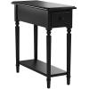 Leick Home 15-In Wide End Table, Solid Wood Construction, One Drawer, One Lower Shelf, Narrow Width, Easy-Assembly, Chocolate Oak, 15.0 In. W x 24.0 In. D x 24.0 In. H, 10071-CH(Swan Black)