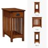 Leick Home 15-In Wide End Table, Solid Wood Construction, One Drawer, One Lower Shelf, Narrow Width, Easy-Assembly, Chocolate Oak, 15.0 In. W x 24.0 In. D x 24.0 In. H, 10071-CH(Medium Oak / Blackened)