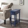 Leick Home 15-In Wide End Table, Solid Wood Construction, One Drawer, One Lower Shelf, Narrow Width, Easy-Assembly, Chocolate Oak, 15.0 In. W x 24.0 In. D x 24.0 In. H, 10071-CH(Navy)