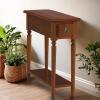 Leick Home 15-In Wide End Table, Solid Wood Construction, One Drawer, One Lower Shelf, Narrow Width, Easy-Assembly, Chocolate Oak, 15.0 In. W x 24.0 In. D x 24.0 In. H, 10071-CH(Pecan)