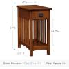 Leick Home 15-In Wide End Table, Solid Wood Construction, One Drawer, One Lower Shelf, Narrow Width, Easy-Assembly, Chocolate Oak, 15.0 In. W x 24.0 In. D x 24.0 In. H, 10071-CH(Medium Oak / Blackened)
