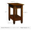 Leick Home 15-In Wide End Table, Solid Wood Construction, One Drawer, One Lower Shelf, Narrow Width, Easy-Assembly, Chocolate Oak, 15.0 In. W x 24.0 In. D x 24.0 In. H, 10071-CH(Rustic Oak)
