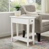 Leick Home 15-In Wide End Table, Solid Wood Construction, One Drawer, One Lower Shelf, Narrow Width, Easy-Assembly, Chocolate Oak, 15.0 In. W x 24.0 In. D x 24.0 In. H, 10071-CH(Farmhouse White)