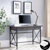 Leick Home 23005 Chisel & Forge Narrow Side Recliner Table with Shelf, Smoke Gray and Matte Black(Modern)
