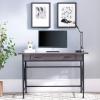 Leick Home 23005 Chisel & Forge Narrow Side Recliner Table with Shelf, Smoke Gray and Matte Black(Modern)