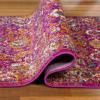 Leick Home 594184 Laraline Runner Vintage Turkish Medallion Collage Faded Fuchsia Living Room Bedroom Area Rug Runner 1’9″ x 5’11″(Fuchsia)
